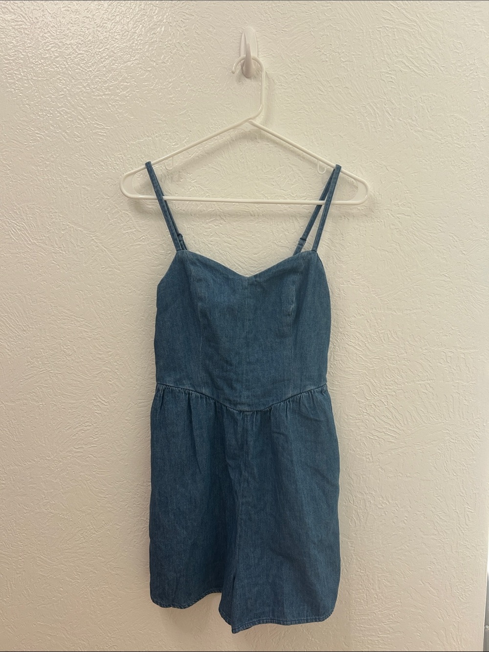 Old Navy Blue Denim Mini Romper with Spaghetti Straps